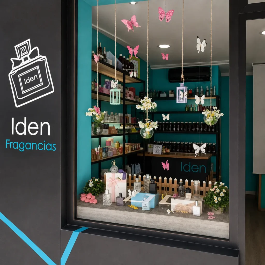 Escaparate de la tienda Iden Fragancias en San Pedro Alcántara